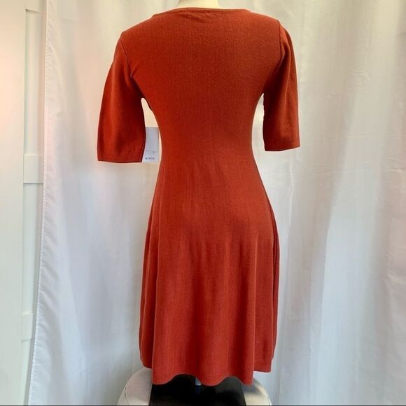 JUSTFAB NWT brick red fit & flare sweater dress sz M - Picture 4 of 11